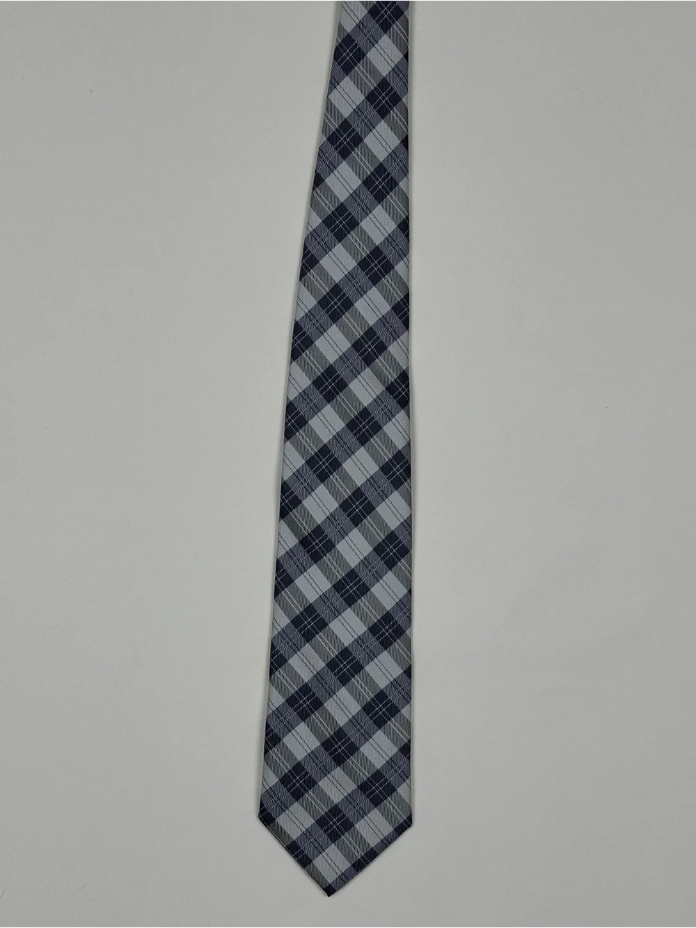 Boss Gray and Black Plaid Silk Tie